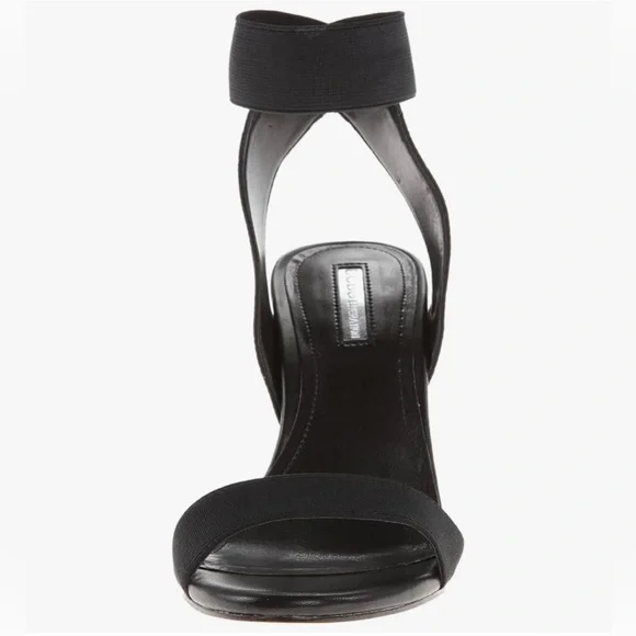 BCBGeneration BG-Halo Black Textile Ankle Strap Leather Heel Dress Sandala Sz 10 - Picture 2 of 14